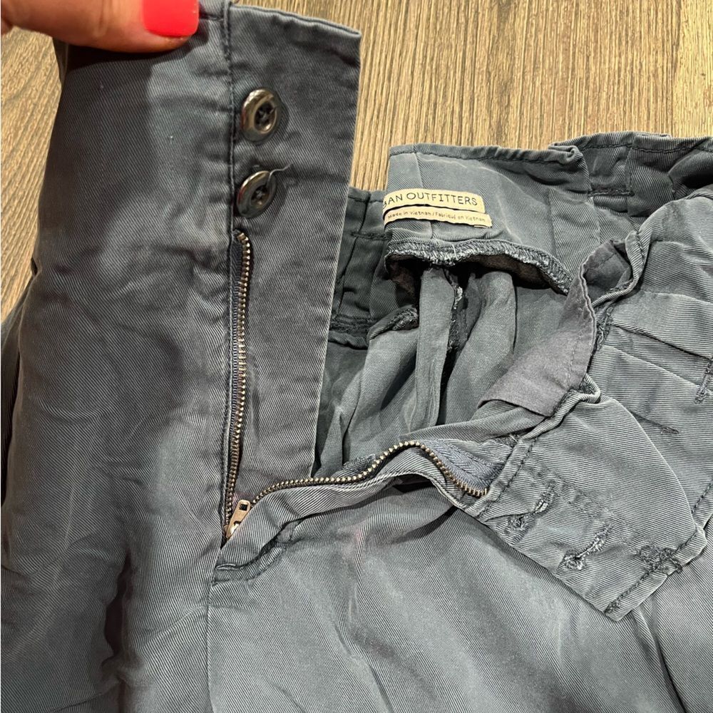 Urban Outfitters Paperbag Pants Wide Leg High Rise Side Pockets Blue Medium - Picture 9 of 11